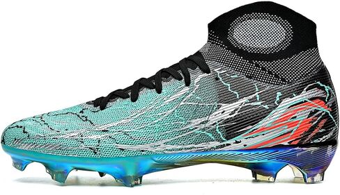 SAIBI High-Top Soccer Cleats for Men & Women, Electroplated FG Studs, Gradient Lightning Design, Professional Match & Training Shoes, Breathable & Wear-Resistant in Saudi Arabia