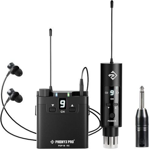 نظام مراقبة فينيكس برو UHF اللاسلكي داخل الأذن، نظام IEM احترافي مع مراقبة استريو، 16 تردد، نطاق 200 قدم، جهاز إرسال وجهاز استقبال على شكل حزام للاستوديو، العصابات، الأداء المباشر (PDP-M) in Saudi Arabia