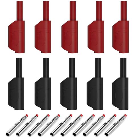 10 قطع من سدادات الموز القابلة للتكديس، موصلات اختبار متعددة معزولة بالكامل للسلامة، 4 مم من سدادات الموز، موصلات قابلة للتكديس مع محولات جاك الموز in Kuwait