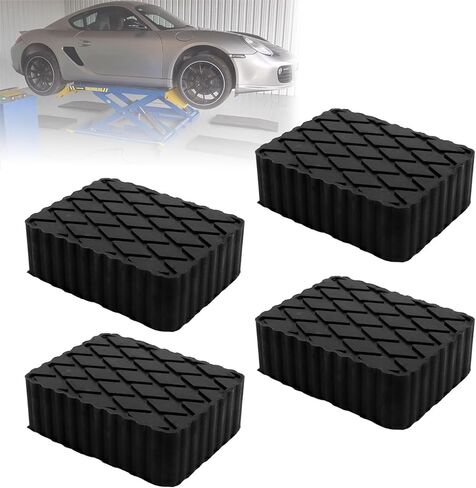 RULLINE 4 Pack Solid Rubber Auto Lift Pads Anti-Skid Lift Block Spacer Pad for Car Lifts Jacks and Racks 3000lbs Loading Capacity 6.3" x 4.7" x 3" Heavy-Duty Rubber Pads for Frame Protection in Saudi Arabia