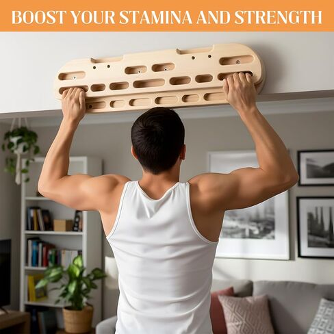 Climbing Hangboard Rock Climbing Fingerboard Gifts Portable Mounted Training Station Pull Up Bar Wooden Hand Grip Strengthener Exerciser with Installation Kit and Rope for Climbers Athletes in Saudi Arabia