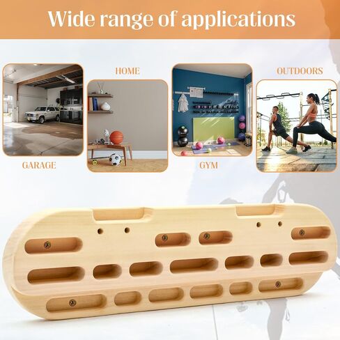 Climbing Hangboard Rock Climbing Fingerboard Gifts Portable Mounted Training Station Pull Up Bar Wooden Hand Grip Strengthener Exerciser with Installation Kit and Rope for Climbers Athletes in Saudi Arabia