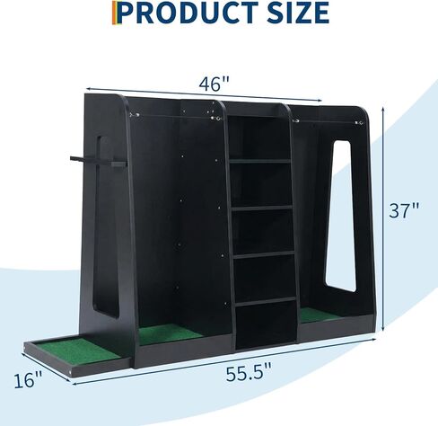 رف تخزين حقيبة الجولف الخشبي، منظم نادي الجولف بسعة حقيبتين مع هيكل خشبي فاخر، حامل على الحائط أو حامل تخزين معدات الجولف قائم بذاته للمرآب، الطابق السفلي، غرفة التدريب in Kuwait