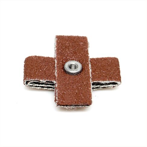 Benchmark Abrasives 1" x 3/8" Aluminum Oxide Abrasive Cross Pads with 3/48" Threaded Arbor for Blending, Deburring, Polishing, Flexible Material (5 Pack) - 80 Grit in Saudi Arabia