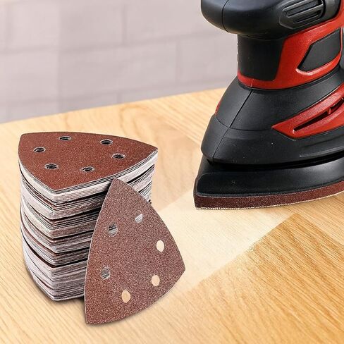 60-Piece Triangle Sanding Pad Set - 6-Hole Mouse Sandpaper Assortment (60/80/120/180/240/320 Grit) Compatible with Delta Sanders in Saudi Arabia