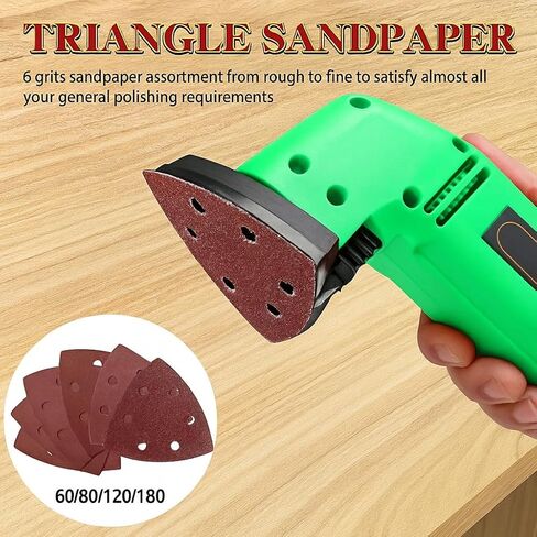 60-Piece Triangle Sanding Pad Set - 6-Hole Mouse Sandpaper Assortment (60/80/120/180/240/320 Grit) Compatible with Delta Sanders in Saudi Arabia