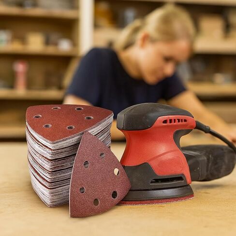 60-Piece Triangle Sanding Pad Set - 6-Hole Mouse Sandpaper Assortment (60/80/120/180/240/320 Grit) Compatible with Delta Sanders in Saudi Arabia