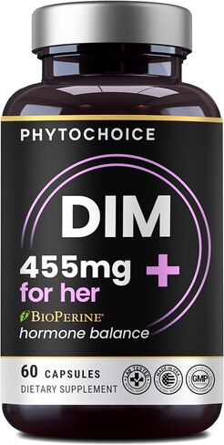 DIM للنساء 350 مجم عالي الفعالية مع BioPerine® ومستخلص البروكلي - 455 مجم مركب إجمالي لتوازن الهرمونات، واستقلاب الإستروجين، ودعم الدورة الشهرية وانقطاع الطمث، وبشرة صافية وصحة المرأة، 60 كبسولة in Kuwait