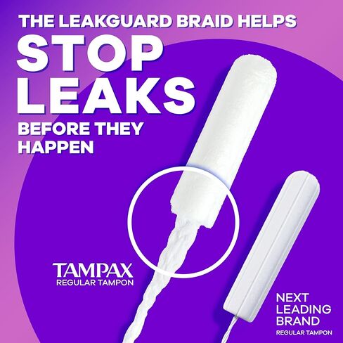 Tampax Radiant Tampons Multipack, with LeakGuard Braid, Regular/Super Absorbency, Unscented, 38 Count in Saudi Arabia