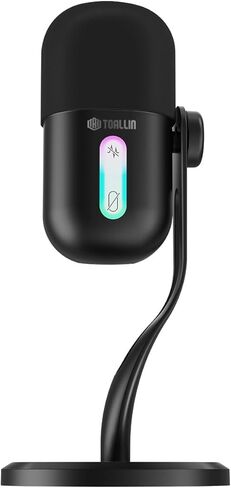 TOALLIN CM60 - USB Condenser Microphone for Recording, Streaming, Podcasting, Meetings on Teams, Zoom, OBS, Twitch, YouTube, Noise Reduction & Mute, Works with Laptop/PC/Tablet/Cellphone, Black in Kuwait