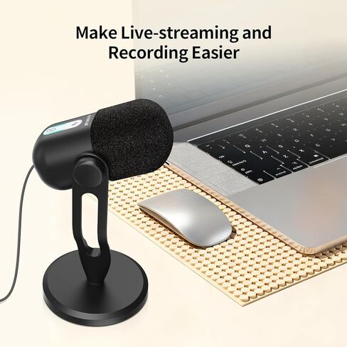 TOALLIN CM60 - USB Condenser Microphone for Recording, Streaming, Podcasting, Meetings on Teams, Zoom, OBS, Twitch, YouTube, Noise Reduction & Mute, Works with Laptop/PC/Tablet/Cellphone, Black in Kuwait