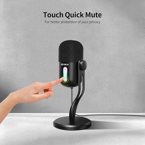 TOALLIN CM60 - USB Condenser Microphone for Recording, Streaming, Podcasting, Meetings on Teams, Zoom, OBS, Twitch, YouTube, Noise Reduction & Mute, Works with Laptop/PC/Tablet/Cellphone, Black in Kuwait