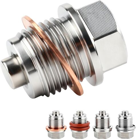 M14 x 1.5 Magnetic Oil Drain Plug, Stainless Steel Engine Drain Bolt with 6Pcs Washers, Fits Honda Civic Accord CR-V, Ford GM Mazda Hyundai KIA Audi RAM Yamaha, Replaces DP001 in Kuwait