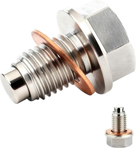 M14 x 1.5 Magnetic Oil Drain Plug, Stainless Steel Engine Drain Bolt with 6Pcs Washers, Fits Honda Civic Accord CR-V, Ford GM Mazda Hyundai KIA Audi RAM Yamaha, Replaces DP001 in Kuwait