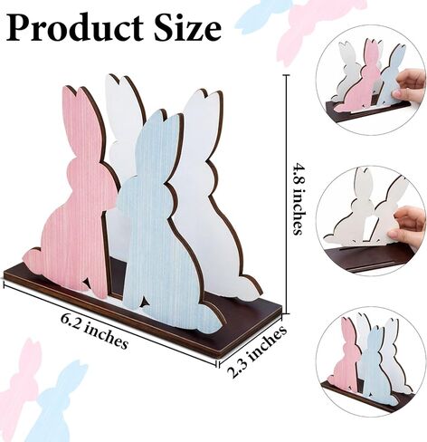 Easter Napkin Holder for Table, Cute Bunny Kisses & Easter Wishes Napkin Holder Wooden Pink Blue Bunny Kitchen Decor Tissue Dispenser Farmhouse for Home Party Dining Table in Saudi Arabia