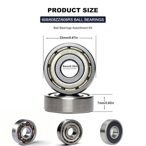 30 PCS 608ZZ 608RS 608 Bearings Set Deep Groove Ball Bearings Made of Bearing Steel for Skateboards Rollers 3D Printers etc in Saudi Arabia