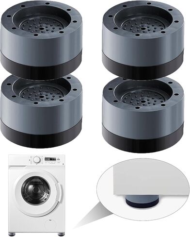 4PCS Universal Anti-Vibration Pads for Washing Machine, Dryer, Dishwasher - Non-Slip Rubber Feet Pads, Shock Absorber, Anti-Walk Mat, Noise Reduction, Stabilizer Gray Resin Fiber & TPU Rubber in Kuwait