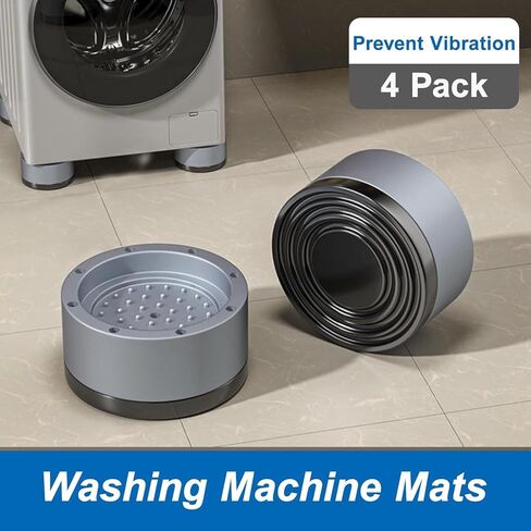 4PCS Universal Anti-Vibration Pads for Washing Machine, Dryer, Dishwasher - Non-Slip Rubber Feet Pads, Shock Absorber, Anti-Walk Mat, Noise Reduction, Stabilizer Gray Resin Fiber & TPU Rubber in Kuwait