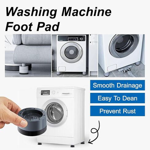4PCS Universal Anti-Vibration Pads for Washing Machine, Dryer, Dishwasher - Non-Slip Rubber Feet Pads, Shock Absorber, Anti-Walk Mat, Noise Reduction, Stabilizer Gray Resin Fiber & TPU Rubber in Kuwait