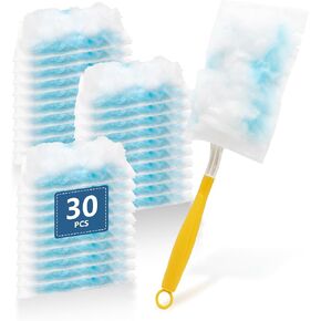 30 Count Duster Refill Compatible with Dusters Handle 180° Multi-Surface Duster Replacement Electrostatic Dust Removal Kit for Cleaning Electronics Blinds Furniture Car Ceiling Fan Cleaner in Kuwait