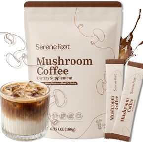 Mushroom Coffee, Instant Mushroom Coffee with 6 Adaptogenic Mushrooms and MCT Oil for Better Energy, Focus, Digestion & Immune Support,No Earthy Aftertaste, Smooth Dissolution, 30 Servings in Saudi Arabia