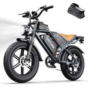 DEEPOWER Electric Bike for Adults,1500W Peak Motor 30MPH Electric Dirt Bike,Dual Suspension Ebikes for Adults, 20" Fat Tire E Bike with 624Wh 40 Miles Battery,UL2849 Tested in Kuwait