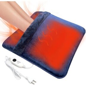 Double Sided Electric Foot Warmer for Men and Women with LCD Display & Non-Slip,Fast Heating Pad with Overheat Protection&Machine Washable, 10 ft Cord Foot Warmer Under Desk,Bed, Office,Home,Blue in Kuwait