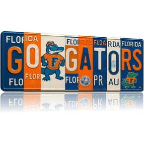 Florida Gators Go Gators License Plate Sign - Metal Wall Art 16x6 Inch Aluminum - Orange Blue - SEC Fan Cave Dorm Room Decor UF - UV-Resistant Ready to Hang College Wall Sign in Saudi Arabia