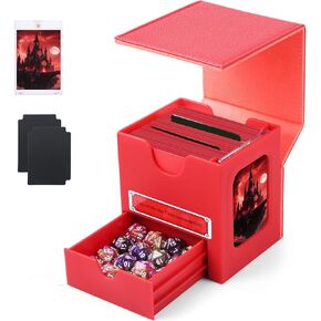 صندوق MTG Commander DekBox الحاصل على براءة اختراع، أكثر من 100 صندوق تخزين بطاقات بأكمام مزدوجة مع صينية نرد، حامل بطاقات 35pt ومقسمين - حافظة مغناطيسية لبطاقات TCG/CCG/Magic/الرياضية، أسود in Kuwait