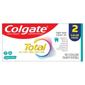 Colgate Total Active Prevention Fresh Mint Toothpaste, Anticavity Toothpaste with Fluoride, Clinically Proven to Help Fight Plaque Bacteria, Helps Minimize Bad Breath, 2 Pack, 5.1 oz in Saudi Arabia