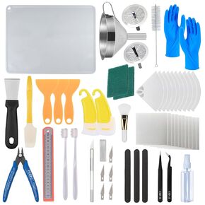 52 Pcs Resin 3D Printing Tool Kit with 304 Stainless Steel Resin Filter Funnel，Silicone Pad, Scraper，Tweezers & Cleaning Tools | Accessories for Model Removal, Resin Recycling & Post-Processing in Kuwait
