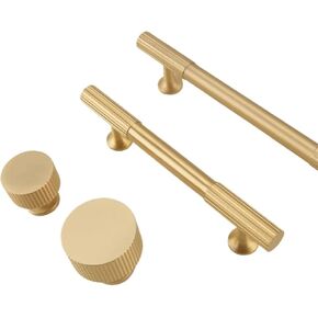 درج خزانة مطبخ بمقبض ذهبي من النحاس الصلب ومقبض طويل قطعة واحدة (14-L-50mm) in Kuwait