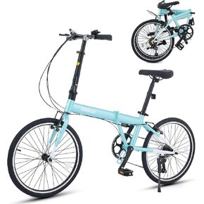 VIRIBUS Folding Bike for Adults, 20 inch Foldable Bike 7 Speed, Lightweight Compact Bicycle, Portable Collapsible Bikes for Adult Men Women City Commuters, 90% Pre-Assembled, Fold Up Bikes in Kuwait