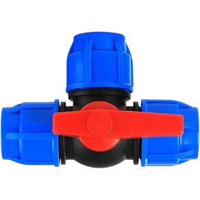 3/Three Way Plastic Ball Valve T-Type PE Fast Connection Pipe Quick Union 20/25/32/40/50/63mm(25mm,Blue Type) in Kuwait
