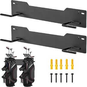 رف تخزين حقيبة الجولف المثبت على الحائط، حامل حقيبة جولف مزدوج عالي التحمل مع مقابض مغطاة بالمطاط لمنظم المرآب in Kuwait