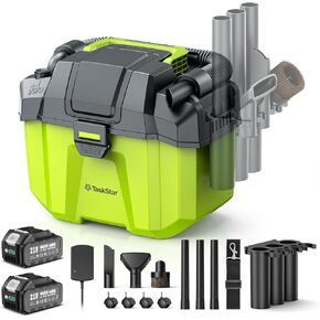 Cordless Shop Vac, 2.6 Gal 2x4.0Ah Battery Powered Shop Vac, 3-in-1 Cordless Shop Vacuum Wet and Dry with Strap, 4 Wheels, Accessory Storage Holder, Ideal for Garage, Car, Workshop in Kuwait