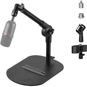 حامل ميكروفون سطح المكتب، حامل ميكروفون مكتبي قابل للتعديل لـ AM8 K669B Yeti HyperX QuadCast SoloCast AT2020، كاميرا كاميرات الويب، متوافق مع 1/4، 3/8 و5/8، للتسجيل/البث/البث in Kuwait