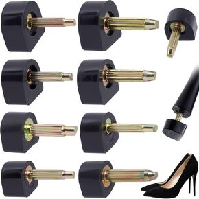 8 Pairs High Heel Tips Replacement, U Shaped Caps Kit for High Heels, 8/9/10/11mm Non-Slip Heel Tip Protector with 2 Styles for Women's Shoes Repair Replacement- Black in Kuwait