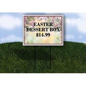 Easter Dessert Box $14.99 Spring Flowers Purple Lilac Up Arrows A-Frame Single Sided 23x23 in. sign in Kuwait