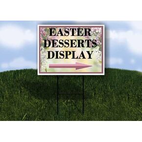 Easter Desserts Display Spring Flowers Purple Lilac Up Arrows A-Frame Single Sided 23x23 in. sign in Kuwait