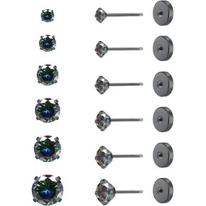 6 Pairs 14K Cubic Zirconia Stud Earrings for Women Men 20G Hypoallergenic Earrings Cartilage Earrings 316L Stainless Steel Earrings Men Earrings in Saudi Arabia