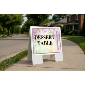 Dessert Table Spring Flowers Purple Lilac Directional Arrows A-Frame Double Sided 23x23 in. sign in Kuwait
