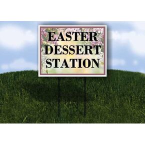 Easter Dessert Station Spring Flowers Purple Lilac Up Arrows A-Frame Single Sided 23x23 in. sign in Kuwait