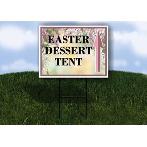 Easter Dessert Tent Spring Flowers Purple Lilac Up Arrows A-Frame Single Sided 23x23 in. sign in Kuwait