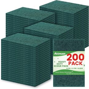200 Pack Green Scrubbing Pads, Heavy Duty Scouring Pads,Dish Scrubber Reusable for Cleaning, Multipurpose Scrub Pads for Household Kitchen Dishes Pots Pans & Metal Grill- 4.3 x 2.75 x 0.3 Inches in Kuwait
