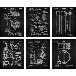 Vintage Drums Equipment Patent Prints, 6 (8x10) Unframed Photos, Wall Art Decor Gifts for Home Office Garage Man Cave DJ Musician College Student Teacher Coach School Rock Band Drummer Beats Champion in Kuwait