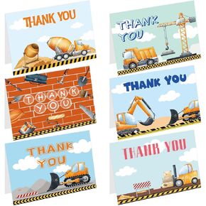 Construction Thank You Cards 24 Pack Kids Thank You Notes Greeting Cards with Envelopes Birthday Teacher Gift in Kuwait