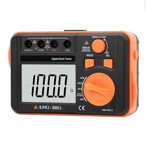 Digital Earth Resistance Tester, Ground Resistance Meter, Measurement Range 0.01‑2000Ω, 200V Voltage Measure, with LCD Backlit Display, for Comprehensive Testing in Kuwait