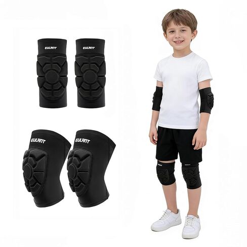 EULANT Soft Elbow Pads and Knee Pads for Kids Basketball Soccer,Breathable & Lightweight Compression Elbow and Knee Pad Guards,Sports Gear for Baseball Football Volleyball Wrestling Cycling(Medium) in Saudi Arabia