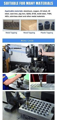 US STOCK Electric Tapping Machine Universal Tapping Arm M4-M24 With 10Pcs ANSI Standard Tapping Collet High Rotating Speed 0-375rpm/min Electric Tapper Machine 360 Degree Flexible in Saudi Arabia